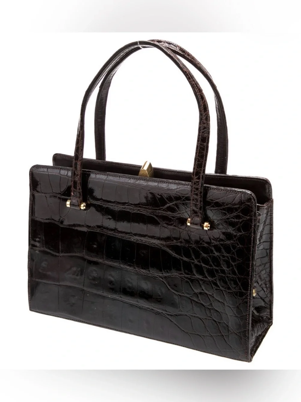 Bellestone Classic Crocodile Purse with gold embellishments. Pristine condition!